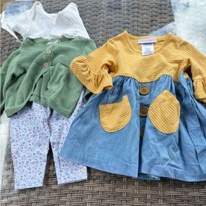 Colorful Kids' Outfit Set with Cardigan and Dress